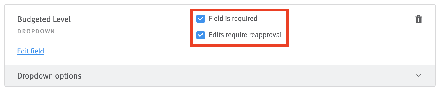 Offer form field with settings checkboxes circled.