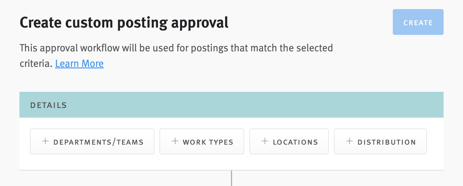 Close up criteria buttons in posting approval editor.
