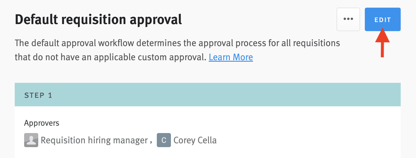 Approval editor with arrow pointing to edit button.