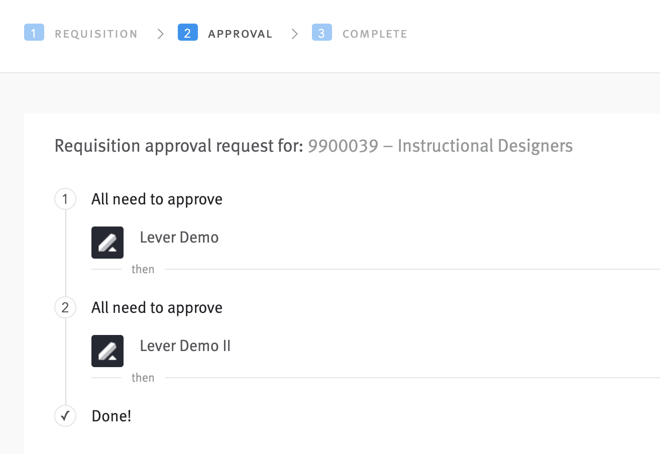 Close up of Approval page in requisition editor
