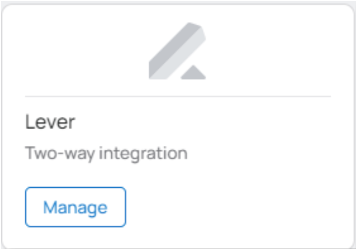 LEver two-way integration modal with manage button