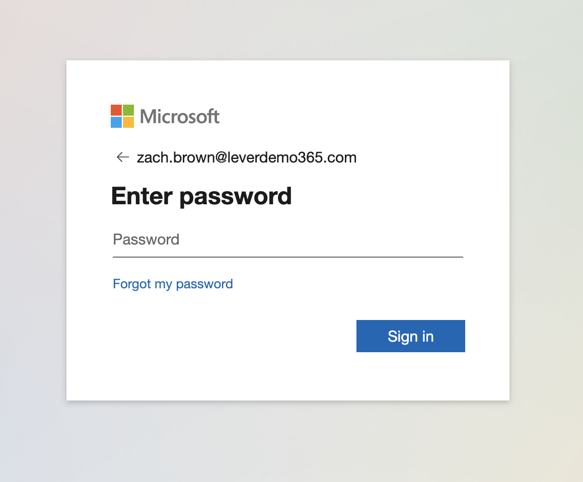 Microsoft login page with password field.