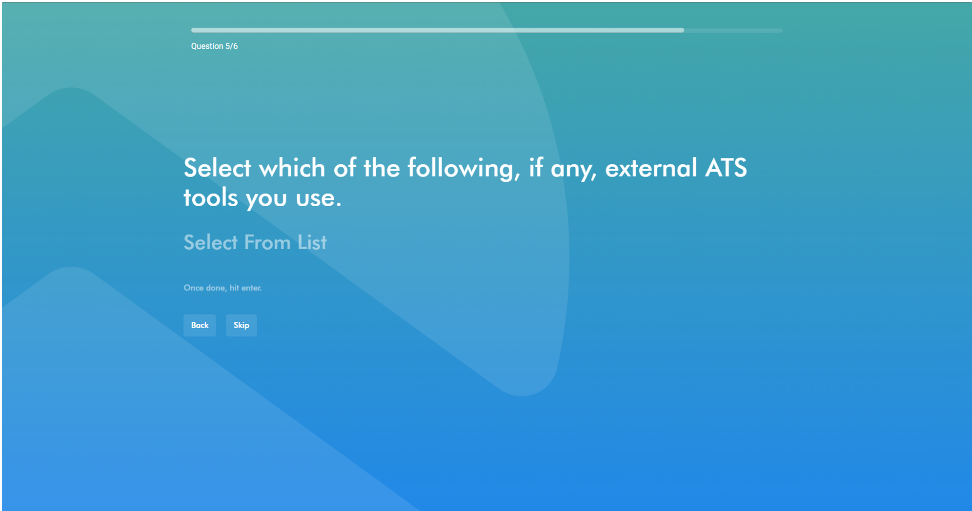 External ATS selection page in Leap
