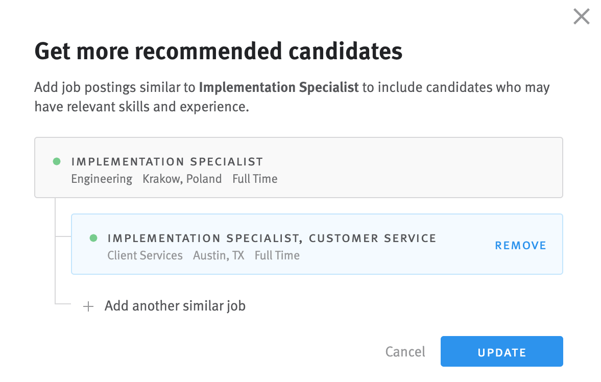 Get more recommended candidates modal