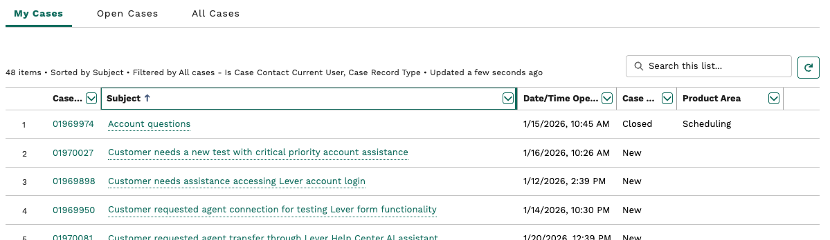 Submit and View Support Cases