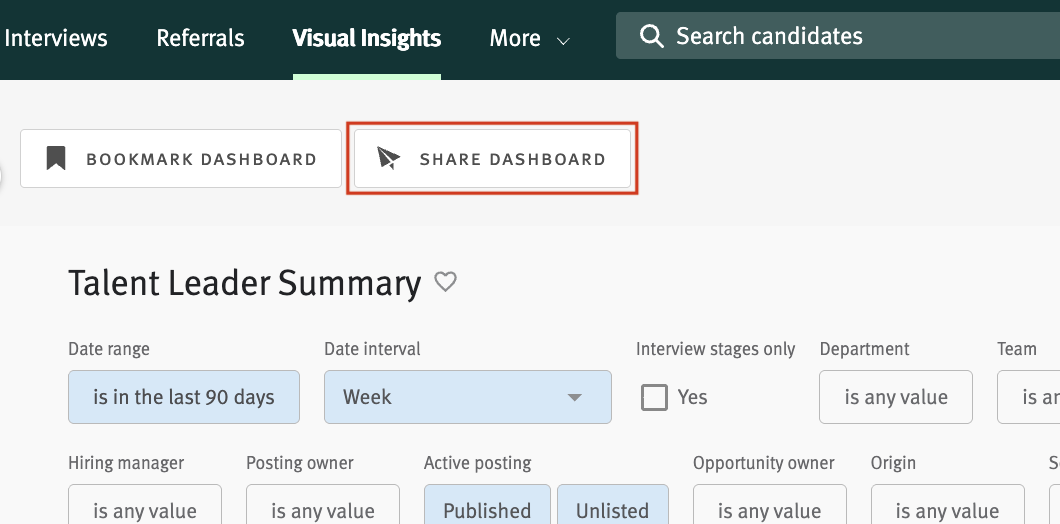 Visual Insights: Sharing Dashboards