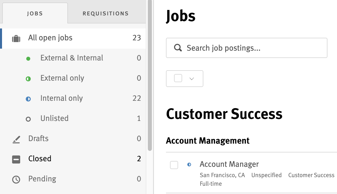 Navigating the Jobs Tab