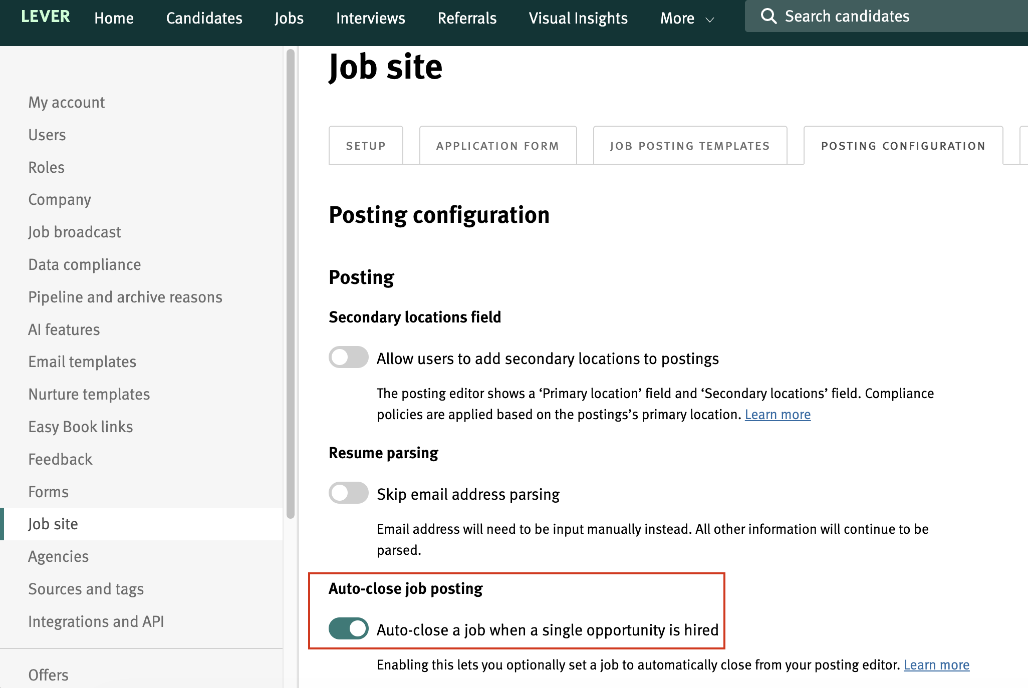 Manage Job Postings